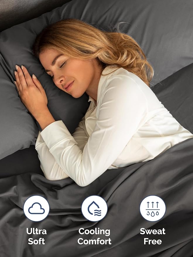 Extra Deep Cal King Sheet Set - 6 Piece Breathable and Cooling Sheets - Hotel Luxury Bed Sheets Set - Easy Fit - Soft, Wrinkle Free and Comfy Sheets Set - Charcoal Sheet Set with Extra Deep Pockets