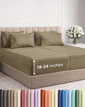 Extra Deep Split King Sheet Set - 7 Piece Breathable & Cooling Sheets - Hotel Luxury Bed Sheets Set - Easy & Secure Fit - Soft, Wrinkle Free & Comfy Sheets Set - Khaki Sheet Set w/Extra Deep Pockets