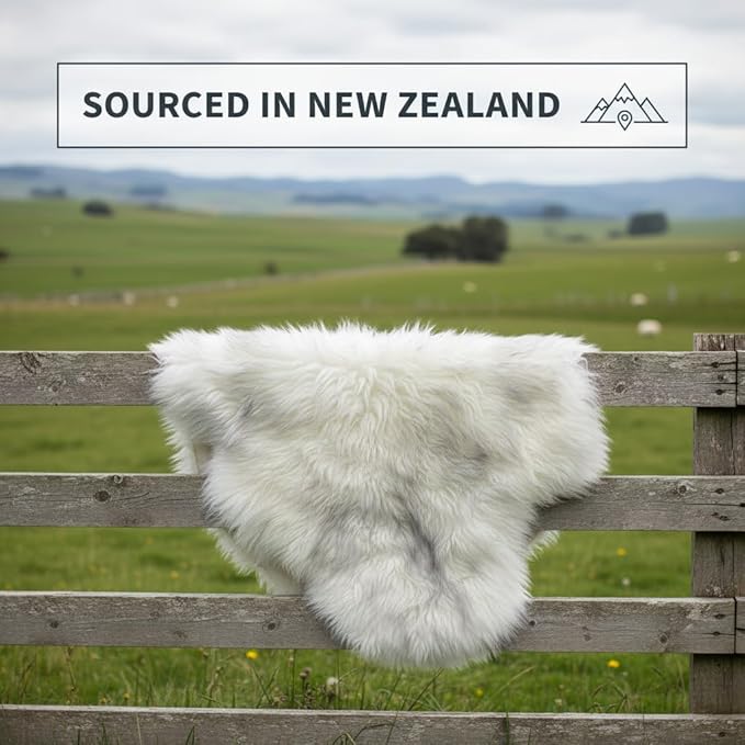 Super Area Rugs Gray & White Mix Sheepskin Rug Genuine Single 2x3ft Pelt Fluffy Fur Seat Cushion and Chair Cover
