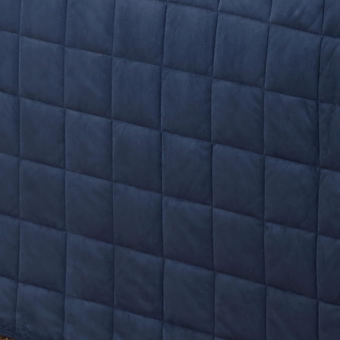 Touch of Class Camden Luxury Bedding | Warm Indigo Color | Grande Fitted Bedspread | Faux Suede Box Quilted Design | Designed 3 Piece Set Includes Queen Bedspread and 2 Standard Shams