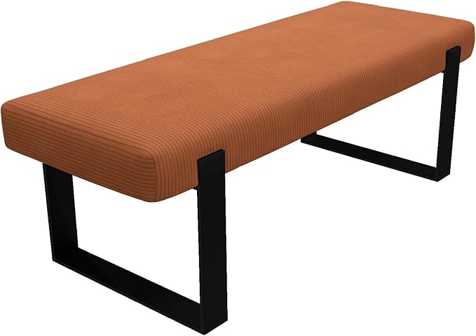 VANT Upholstered Bed Bench - Ribbed Terracotta - Matte Black - Contemporary Modern, Bedroom Bench Seat, Hallway, or Entryway