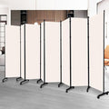 Room Divider Folding Privacy Screens with Lockable Wheels, 176'' Fabric Partition Room Dividers Freestanding Room Divider Panel for Room Separation, Wall Divider for Home Office Bedroom Studio Decor
