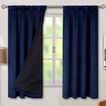 BGment Navy Blue Black-Out 63 Inch Length Curtains for Bedroom Windows with Black Liner, Double Layer Thermal Curtains Room Darkening Curtains with Rod Pocket (52 x 63 Inch, Navy Blue, 2 Panels)