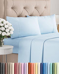 Twin XL 4 Piece Sheet Set - Cooling, Comfy & Breathable - Hotel Luxury Bedding, Includes Fitted Sheet for Women, Men, Kids & Teens - 1 Flat, 1 Fitted Sheet, 2 Pillowcases w/Deep Pockets - Baby Blue