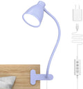 BOHON Desk Lamp with Clamp, 10W 38 LED Clip on Light, 5 Color 10 Brightness Auto Off Timer, Flexible Gooseneck Clip Lamp, Desk Lights for Office Home Bed Bedside Reading, Lilac Purple