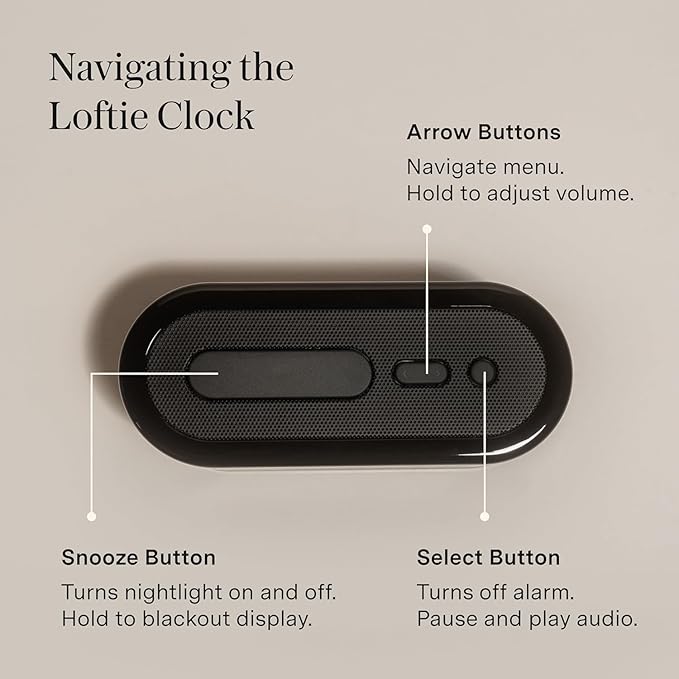 Loftie Alarm Clock with Sound Machine – Smart Alarm Clock with Light, White Noise, Bluetooth Speaker, Night Light Sound Machine, 100+ Sounds, Blackout Mode, No WiFi Mode, Optional Subscription -Penny