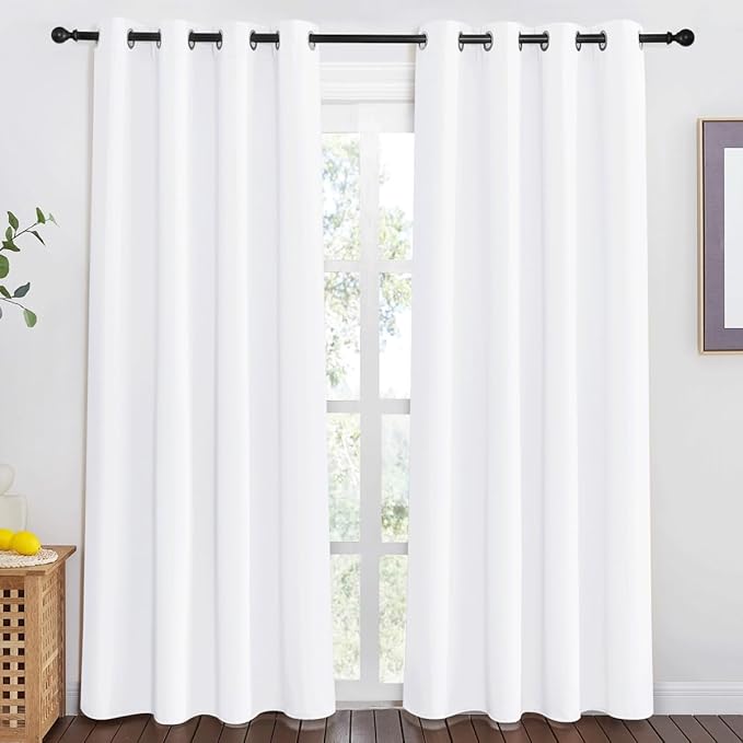NICETOWN White Room Darkening Curtain 78 inch Length for Doorway - Grommet Privacy Door Curtain Sound Reducing Thermal Window Treatment for Living Room/Bedroom (1 Panel, W52 x L78)