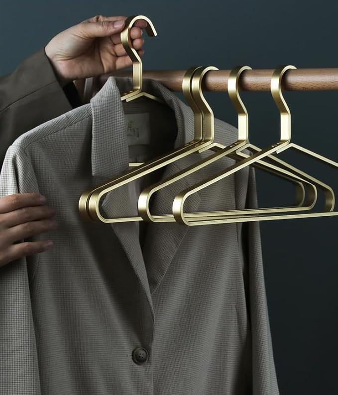 Premium Matte Gold Aluminum Coat Hangers 90 Piece Set, 16.5” Extra Smooth & Durable Metal Shirt Dress Hanger,Aluminum Alloy Hanger,Clothing Support,Clothing Hang
