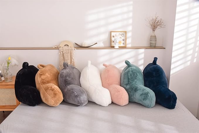 Holawakaka Reading Pillow for Sitting up in Bed Sofa Kids Teens, Backrest Pillow with Arms for Girls Women Petites Pregnancy, Back Support Cushion for Couch Floor Nursery Playroom Blush
