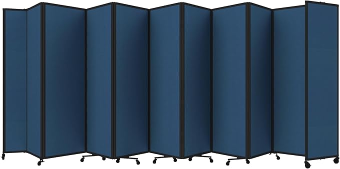 Versare Room Divider 360 Portable Wall Partition | Folding Panels | Large Freestanding Divider | Locking Wheels | Temporary Room Separator