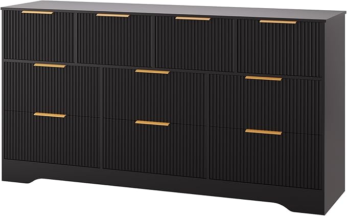 GarveeHome Fluted Dresser for Bedroom with 10 Drawers, 59" Wide Modern Chest of Drawers with Wood Frame, Dresser TV Stand Wooden Closet Clothes Storage Organizer for Living Room, Hallway