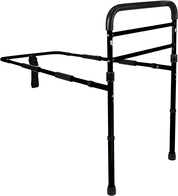 Vaunn Medical New Adjustable Bed Assist Rail Handle (Passed ASTM F3186–17 Safety Standard) and Hand Guard Grab Bar, Bedside Safety and Stability (Tool-Free Assembly)