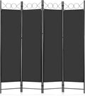 DUMOS 4 Panel Partition Room Divider, 6 Ft Tall Folding Privacy Screen, Freestanding Partition with Steel Frame, Easy Move & Storage, for Home, Office, Bedroom, Black