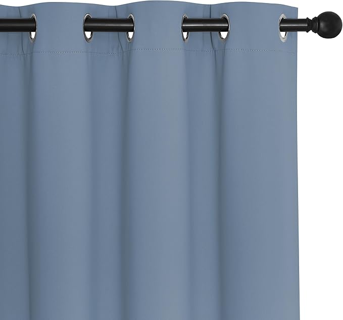 NICETOWN Stone Blue Blackout Curtains 72 inches Long, Grommet Privacy Window Treatment Thermal Insulated Room Darkening Sliding Glass Door Drape for Bedroom Living Room, 1 Panel, W100 x L72