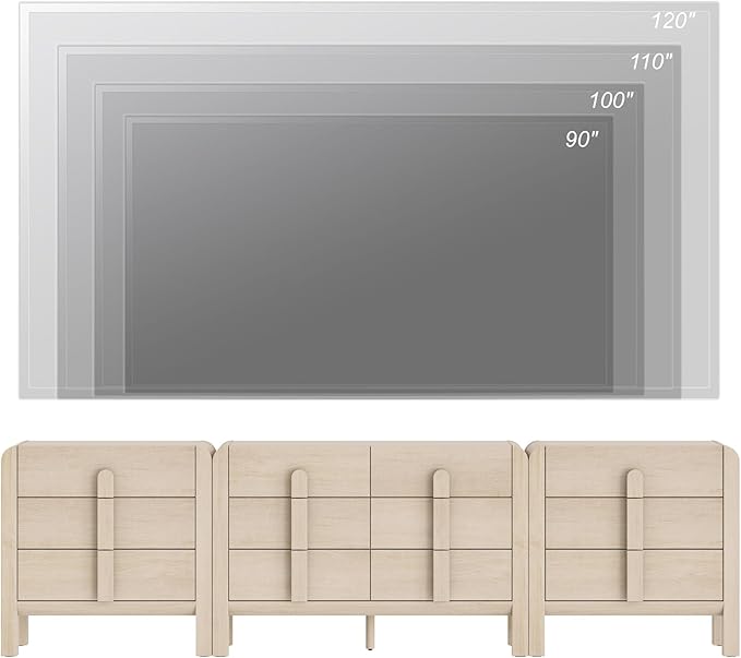 WAMPAT 3 Piece Bedroom Dresser Set, 110.2" Wide Mid Century Modern Chest of Drawers with Curved Handles, Dresser TV Stand with 12 Drawers, Wood Drawer Organizer for Bedroom, Light Oak