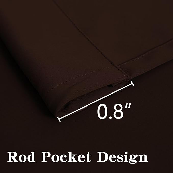 Blackout Curtains 72 Inch Length 2 Panels Set, Black Out Curtains for Bedroom 72 Inch Long, Rod Pocket Energy Saving Room Darkening Drapes for Living Room Window Chocolate(W52 x L72)