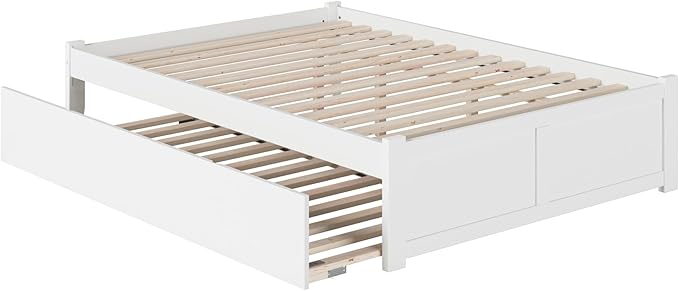 AFI Concord Queen Size Platform Bed with Footboard & Twin XL Trundle in White