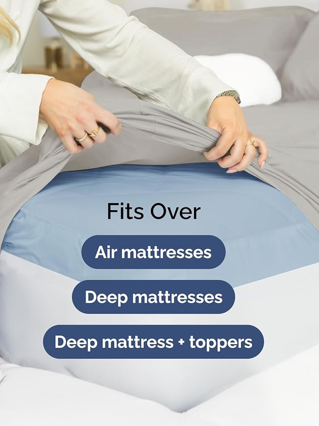 Extra Deep King Sheet Set - 6 Piece Breathable & Cooling Sheets - Hotel Luxury Bed Sheets Set - Easy & Secure Fit - Soft, Wrinkle Free & Comfy Sheets Set - Light Grey Sheet Set with Extra Deep Pockets