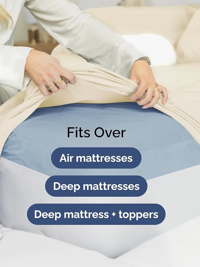 Extra Deep Full Sheet Set - 6 Piece Breathable & Cooling Sheets - Hotel Luxury Bed Sheets Set - Easy & Secure Fit - Soft, Wrinkle Free & Comfy Sheets Set - Off White Sheet Set with Extra Deep Pockets