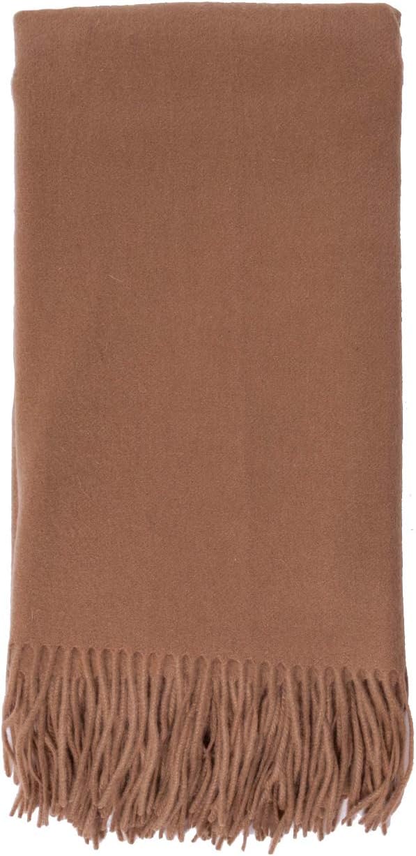 Alashan Ripple Finish - Cashmere Blend Throw Blanket - Soft Woven Camel Wool Blend Throw