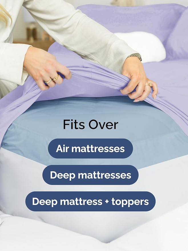 Extra Deep Twin Sheet Set - 4 Piece Breathable & Cooling Sheets - Hotel Luxury Bed Sheets Set - Easy & Secure Fit - Soft, Wrinkle Free & Comfy Sheets Set - Lavender Sheet Set with Extra Deep Pockets