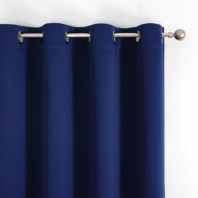 MIUCO Room Darkening Grommet Thermal Insulated Blackout Window Curtains Panels for Bedroom Set of 2 52x95 Inch Navy Blue, Bonus 2 Tie Backs Included