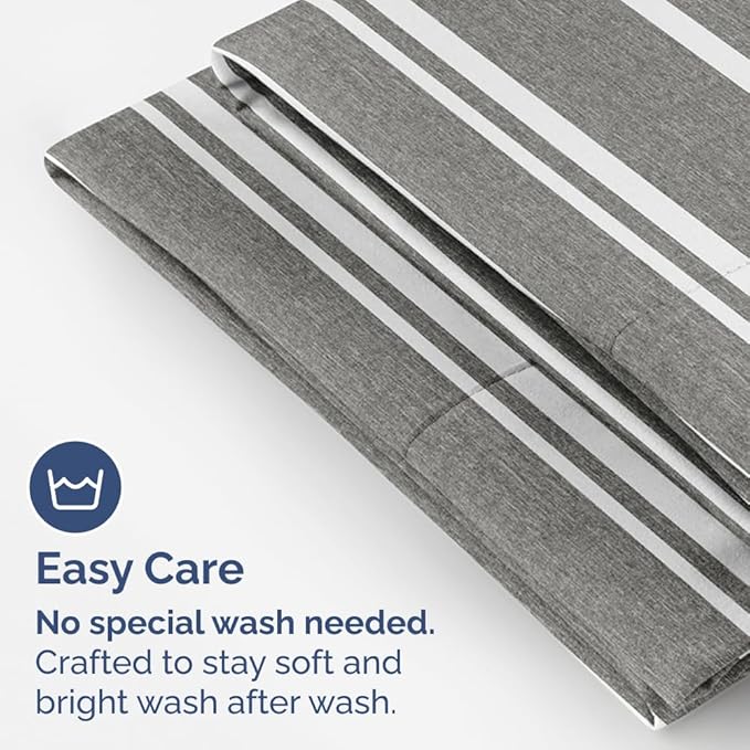 King Pillow Cases Set of 2 - Ultra Soft Hotel Quality Pillowcase Covers - Comfy, Cozy & Wrinkle Free - Shrinkage and Fade Resistant - Machine Washable Pillow Protectors - 2 Piece Set - Grey Stripes 3