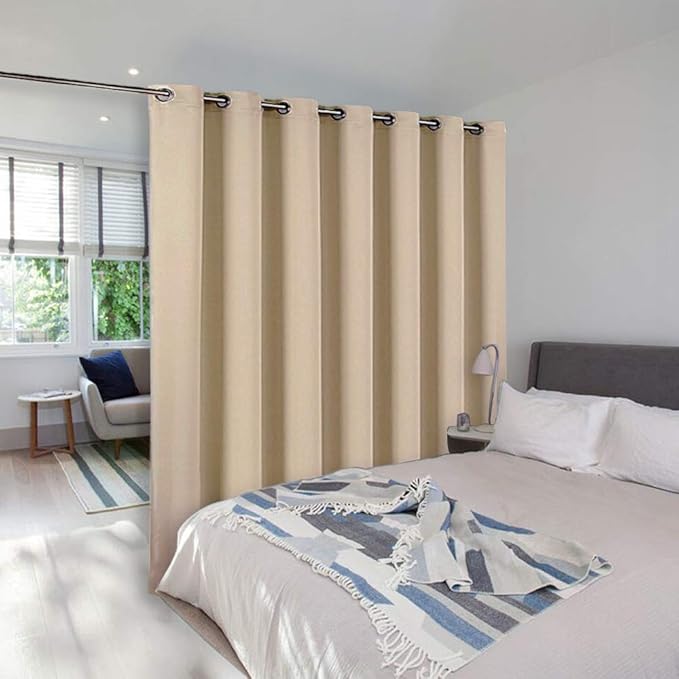 NICETOWN Sliding Door Room Divider Curtain, Blackout Patio Door Curtain Panels, Privacy Thermal Window Treatment Drape for Department with (Biscotti Beige, W100 x L95)