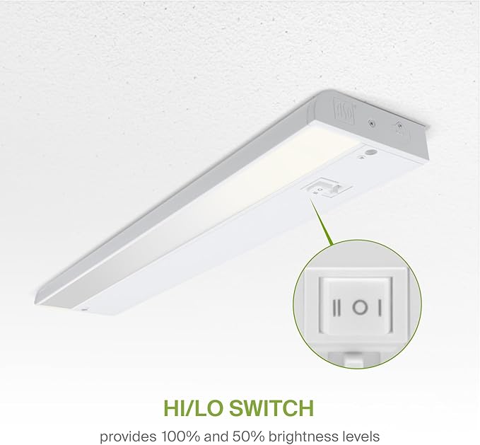 ASD 12 Inch LED Under Cabinet Lighting Plug in or Hardwired, High/Low/Off Switch, 5W 120V 3 CCT 2700K/3000K/4000K CRI90+, Triac Dimmable Linkable Under Counter Lights for Kitchen, ETL Listed, White