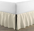 SKY BEDDINGS - King Size Ruffled Bed Skirt with Split Corners - 18 Inch Drop Dust Ruffle Bed Skirt with Platform Three Sided Coverage - 100% Microfiber, Ivory