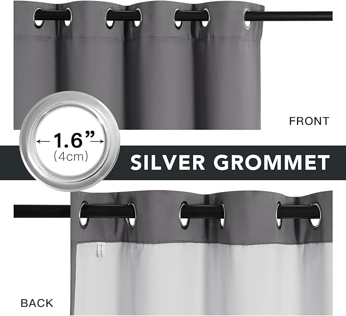 RYB HOME PM 2.5 Filter Curtains for Living Room/Bedroom, Soundproof Blackout Large Window Curtains for Dust Sandstorms Smog Pollen Odor Filtering, Grey, W42 x L84 inch, 2 Panels