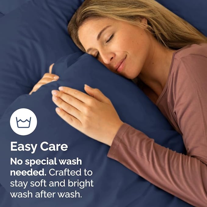 Queen Pillow Cases Set of 8 - Ultra Soft Hotel Quality Pillowcase Covers - Comfy, Cozy & Wrinkle Free - Shrink, Stain and Fade Resistant - Machine Washable Pillow Protectors - 8 Piece Set - Navy Blue