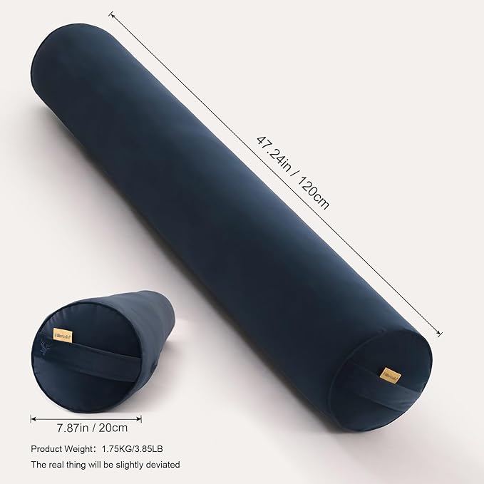 Long Round Body Pillow for Adults – Bolster Pillow for Bed, Cervical Roll Pillow, Firm Support for Sleeping,47.24 x 7.87 Inches,Teal Blue