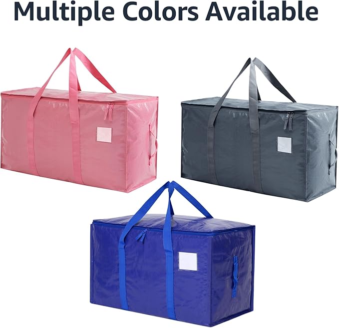 Moving Bags Heavy Duty Extra Large, Moving Boxes, Moving Supplies Essentials,Storage Bins with Lids, Plastic Packing Totes, Storage Bags for Clothes with Handles & Zippers(Grey, 6 Pack)