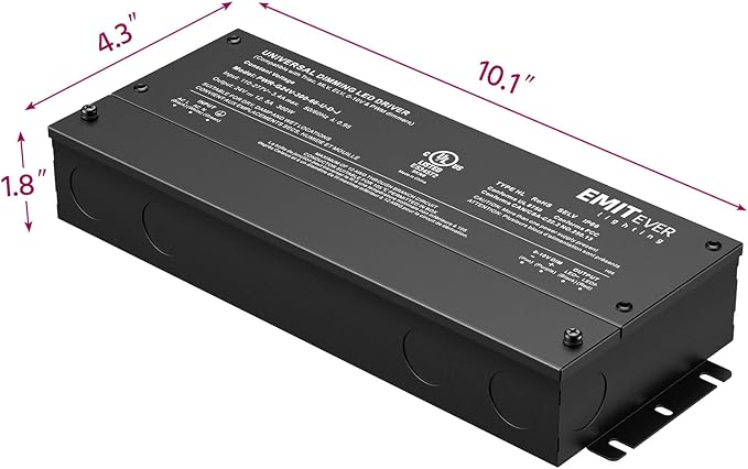 EMITEVER Dimmable Led Driver, 300W AC 110V-277V to DC 24V Transformer, 5-in-1 Dimming: ELV/MLV/TRIAC / 0-10V / 1-10V / 10V PWM/Potentiometer, Waterproof IP67 and UL Listed