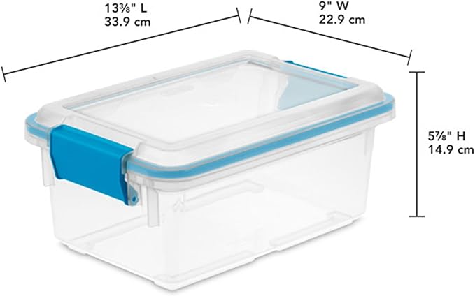 Sterilite 12-Pack Gasket Box, Weather-Resistant Storage Bins with Latching Lids, 7.5 Quart - Heavy-Duty Organizing Containers for Closet, Bathroom, and Office