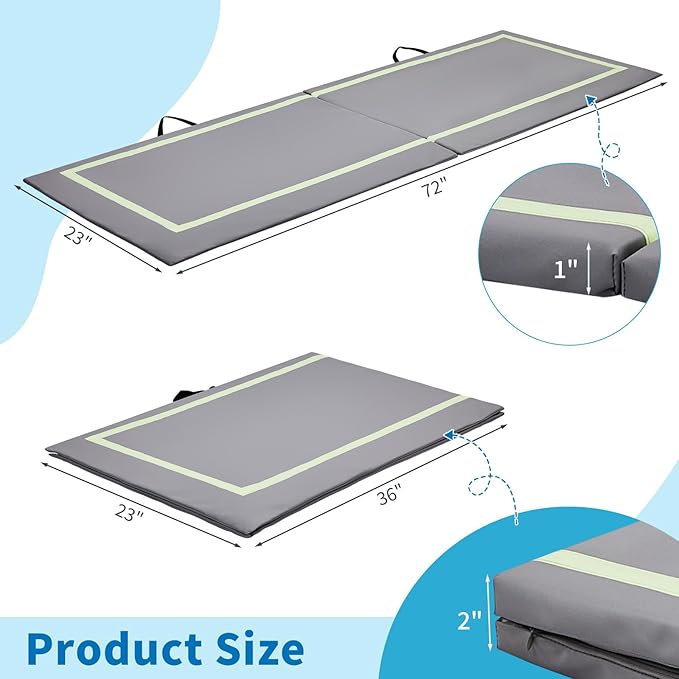 Winado Fall Mat for Elderly, 72" x 23" Bi-Fold Floor Mat Bedside Anti-Slip Protection Standing Safety Mats Reduce Risk for Elderly, Patients, Home or Hospital Care, Grey