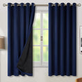 BGment Thermal Insulated 100% Blackout Curtains for Bedroom with Black Liner, Double Layer Full Room Darkening Noise Reducing Grommet Curtain (60 x 63 Inch, Navy Blue, 2 Panels)