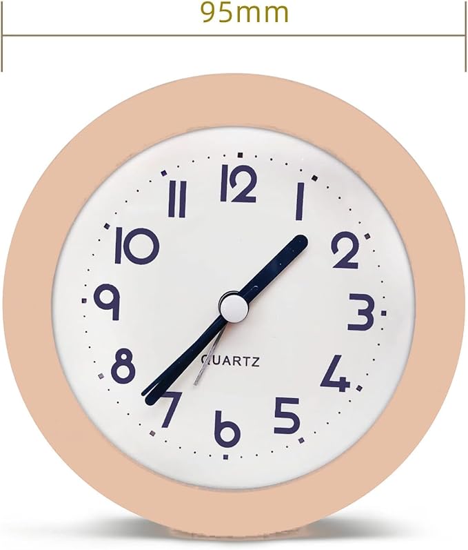 Alarm Clock with Backlight, 4 Inches Cute Analog Round Digital Quartz Clock, Non Ticking, Battery Operated ,Frosted Texture, Simply Design for Living Room, Bedroom ,Bedside, Desk Decorative(Pink)