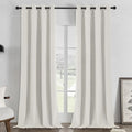 Joydeco White 100% Blackout Curtains 120 Inch 2 Panels, Luxury Thermal White Velvet Curtains for Bedroom Living Room, Soundproof Blackout Window Drapes, Grommet Top (52W x 120L)