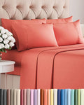King 6 Piece Sheet Set - Cooling, Comfy & Breathable - Hotel Luxury Bedding, Includes Fitted Sheet for Women, Men, Kids and Teens - 1 Flat, 1 Fitted Sheet, 4 Pillowcases with Deep Pockets - Coral