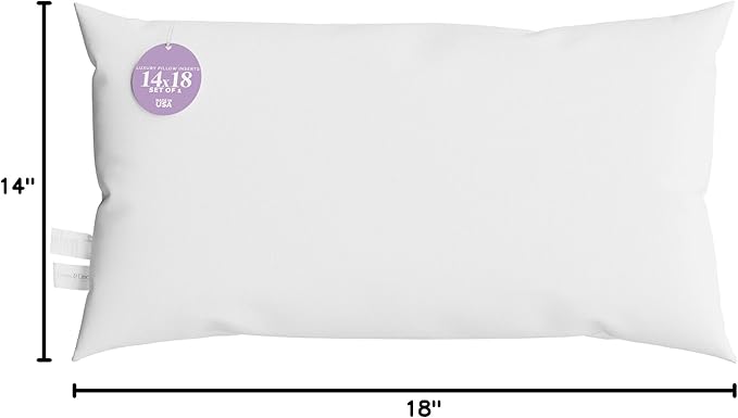 14x18 inch Lumbar Support Pillow by Looms and Linens with Down Alternative Pillow Form - Pack of 1 America Made Pillows