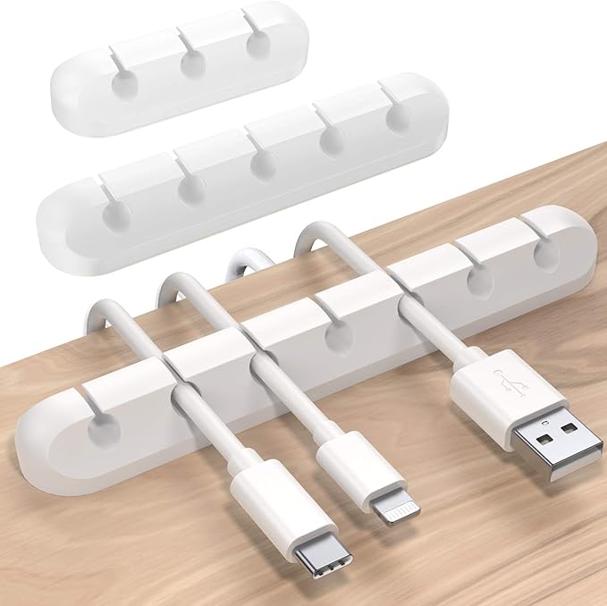 SOULWIT Cable Holder Clips, 3-Pack Cable Management Cord Organizer Clips Silicone Self Adhesive for Desktop USB Charging Cable Nightstand Power Cord Mouse Cable Wire PC Office Home