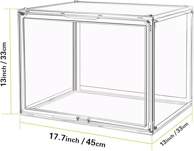 Clear Stackable Plastic Storage Bins with Magnetic Lid, Dustproof Book & Cosmetic Display Cases, Large Figures Collectibles Showcase, Shoe Box, Protection Organizer (XL, Count, 1)