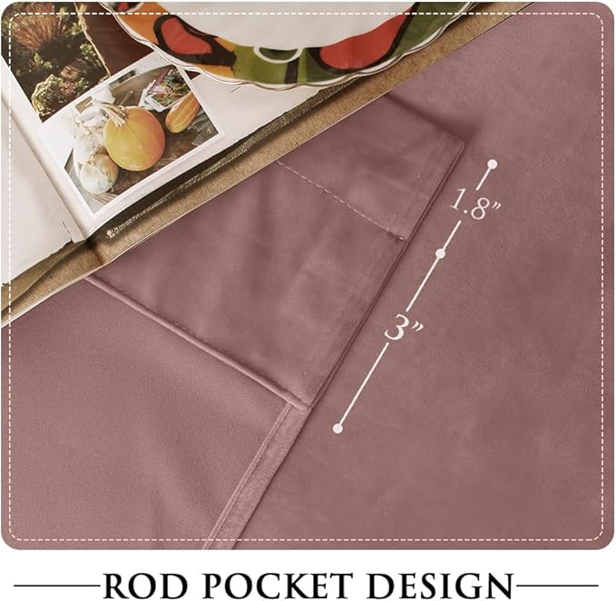 StangH Wild Rose Pink Curtains for Kids Bedroom, Elegant Soft Velvet Room Darkening Window Drapes Rod Pocket Thermal Insulated Sliding Door Panels, W52 x L90, 2 Panels
