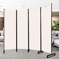 Room Divider Folding Privacy Screens with Wheels, 6FT Tall Divider for Room Separation, Movable Room Partitons and Dividers, Indoor Room Dividers Panel with Fabric (Beige, 4 Panel-88‘’-Wheels)