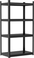 Garage Storage Shelves,4-Tier Metal Shelving Unit, Adjustable, Double-Layer Column with Reinforced Ribs, Heavy-Duty, Capable of Bearing 2400 lbs (16''W*10''D*44''H)