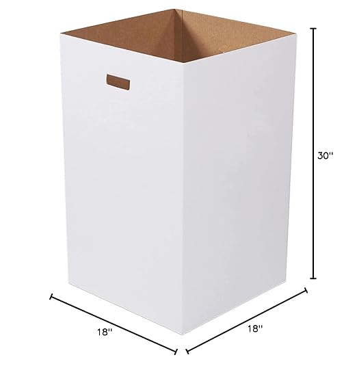 Box USA 40 Gallon 18" L x 18" W x 30" H 10-Pack Cardboard Trash Cans and Recycling Bins, Reusable or Disposable Pop Up Garbage Boxes for Parties, Outdoor Events, Heavy Duty, Plain