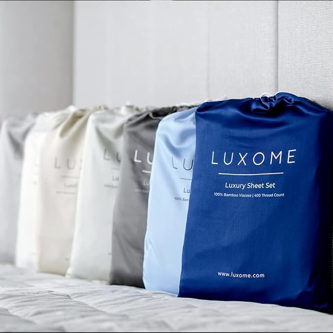 LUXOME Luxury Sheet Set | 100% Rayon (Viscose) from Bamboo | Queen Size - Blush | Deep Pockets | 4-Piece Set (Fitted, Flat, 2 Pillowcases)
