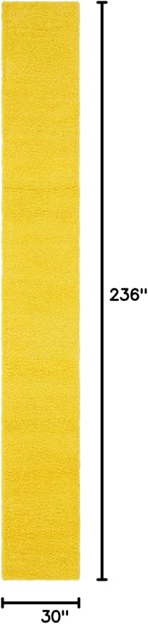 Unique Loom Solid Shag Collection Area Rug (2' 6" x 19' 8" Runner, Tuscan Sun Yellow)